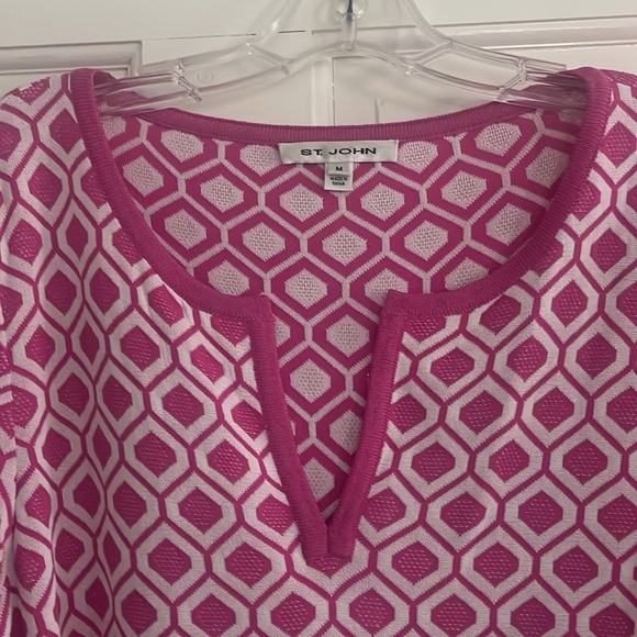 Pink Geometric Pattern St John Dress - Picture 3 of 4